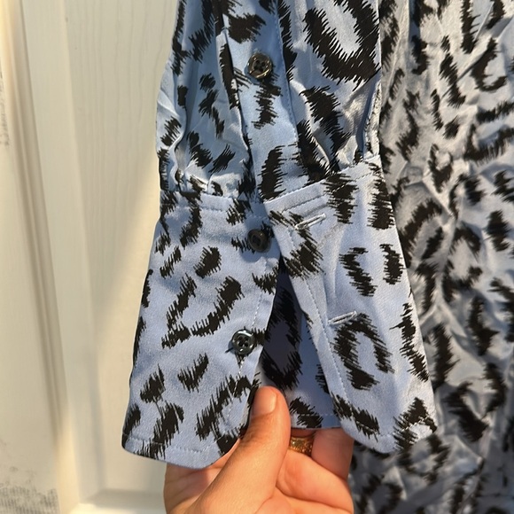 A.L.C. Marcella Blue Leopard Print Silk Mini Dress 10 ALC - Picture 5 of 7